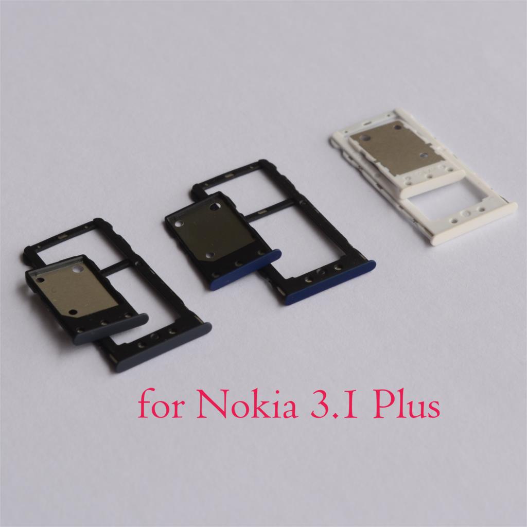 2 pz/impostato Nuovo Originale di SIM del Supporto Del Vassoio di fessura SD carta lettore Adattatore per Nokia 3.1 più
