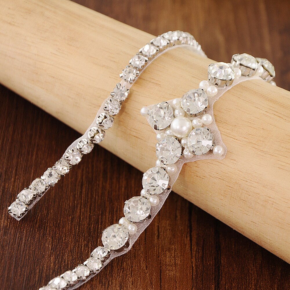 ZMS391 Handmade Silver Rhinestone Belt Wedding Dre...  Grandado