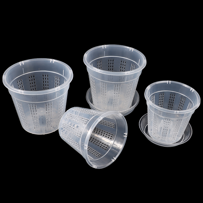 Household Garden Planter Hollow Drainage Pots With Holes Transparent Orchid Baskets Plastic Breathable Flower Pot Accessories