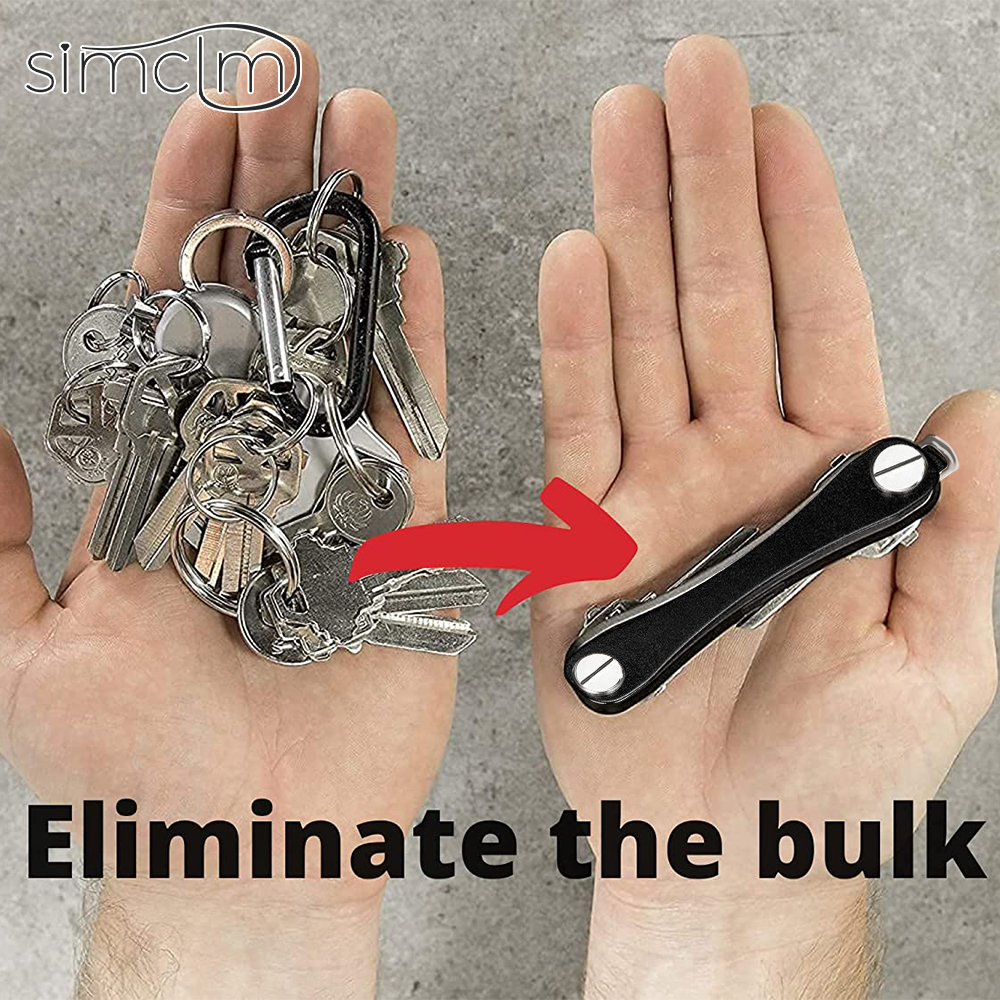 Llavero inteligente para hombre, Cartera de Metal, caja compacta de almacenamiento con Clip, organizador de llaves para coche Clip de llave de metal Caja de almacenamiento de llaves de aleación de aluminio