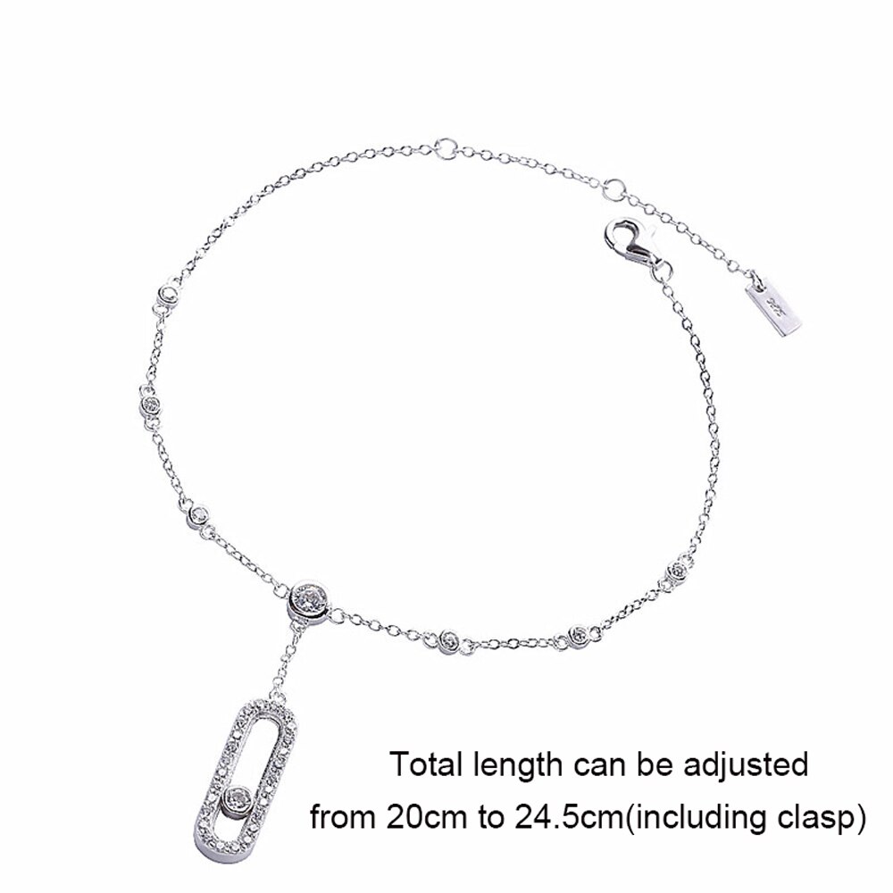 SHADOWHUNTERS Original 925 Sterling Silver Women Move Stone Bracelet De Cheville For Foot Anklet CZ Famous Brand Jewelry Making