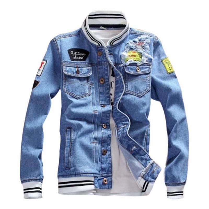 Spring Autumn Men Denim Jackets Casual Embroidery Lapel Single Breasted Jeans Jacket Men Slim Fit cowboy Outwear Jackets Coats