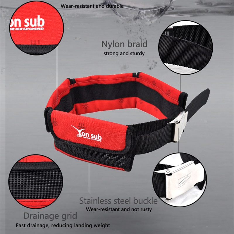 Bolsa de cinturón de peso para submarinismo, pesca submarina, cinturón de peso de repuesto con hebilla de acero inoxidable de liberación rápida, accesorios de buceo