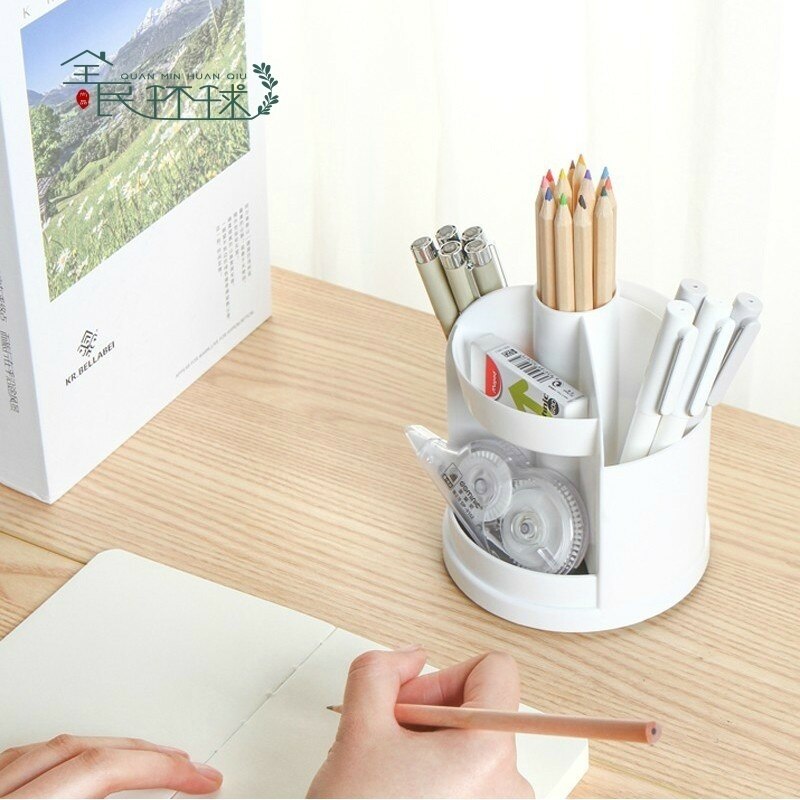 Plastic Bureau Organizer Desktop Pen Potlood Holder Make Storage Tray Make-Up Borstel Container Studenten School Stationair