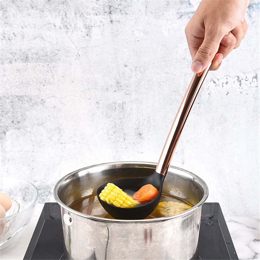 10/11pcs Rose Gold Stainless Steel Handle Kitchen Utensil Set Kitchen Set Silicone Nonstick Heat Resistant Cooking Kitchen Tools