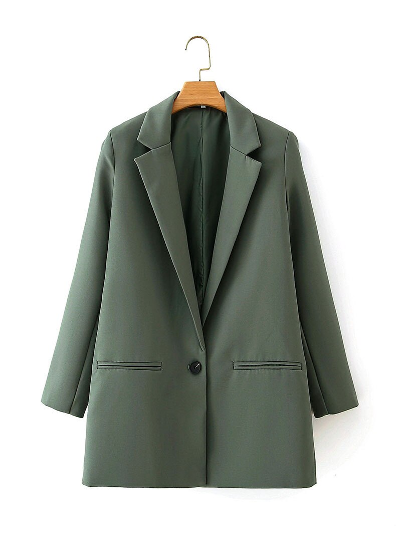 Costume pantalon OL uni pour femme, ensemble deux pièces, blazer et pantalon à bouton unique, , ensemble 2 pièces, automne: only blazer green / L