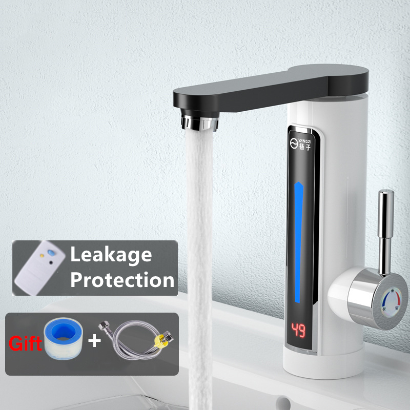 Elektrische Directe Verwarming Kraan Boiler Met Led Omgevingslicht Temperatuur Display Tap Badkamer Snel Verwarming 3300W: white Protect