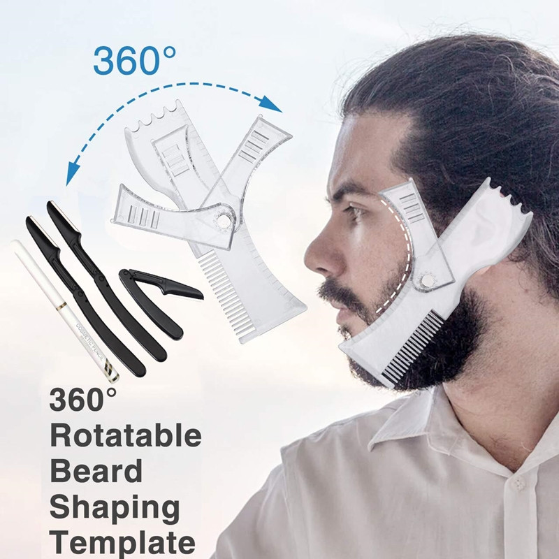 Baard Shaper Kit - Compleet vorm- en stylingtool - Verstelbare shaper, scheermessen, kapperspotlood - Baardstencil Gidssjabloon