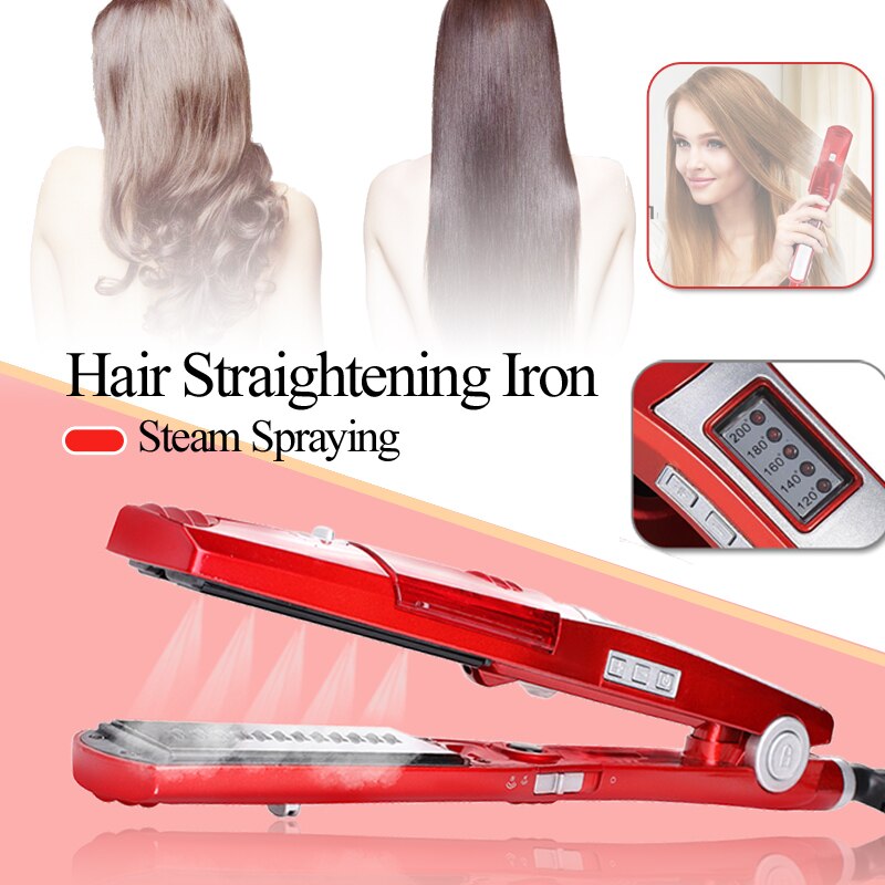Alisador de pelo a vapor, plancha plana de inyección de pintura a vapor 450F, alisador de pelo, herramientas de peinado