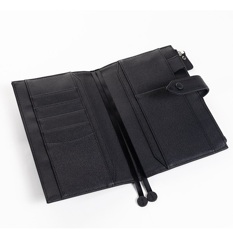 Amnery Lederen Notebook Cover, A6 Slanke Hervulbare Met Pen Lus En Kaartsleuven