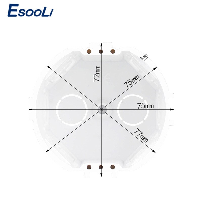 Esooli Polygonal EU European Standard Cassette Universal Wall Mounting Box for Wall Switch and Socket Back Box