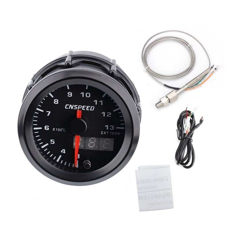 12V 52Mm/2 "7 Kleuren Led Auto Uitlaat Gas Ext Temp Gauge Universal Lcd Dual Display temperatuur Uitlaat Meter: Default Title