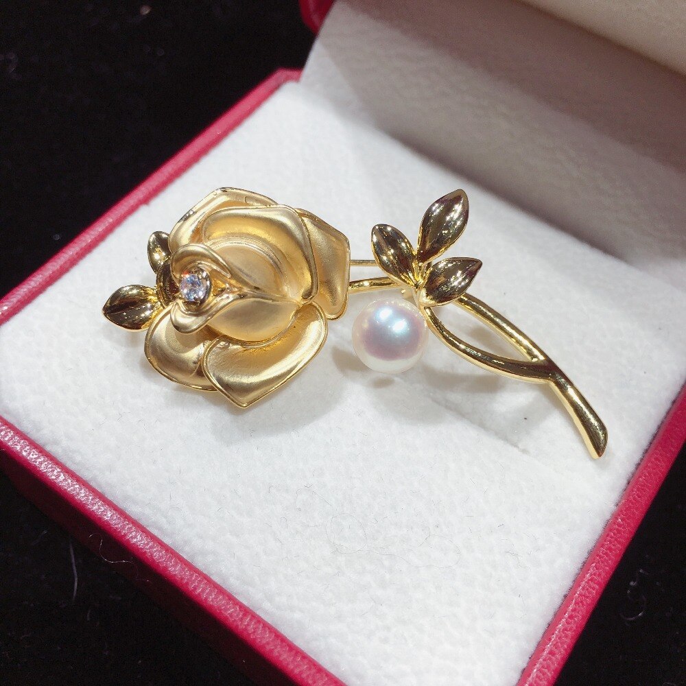 SHDIYAYUN Pearl Brooch For Women Classic Gold Rose Flower Brooches Pins Natural Freshwater Pearl Fine Jewelry Accessories