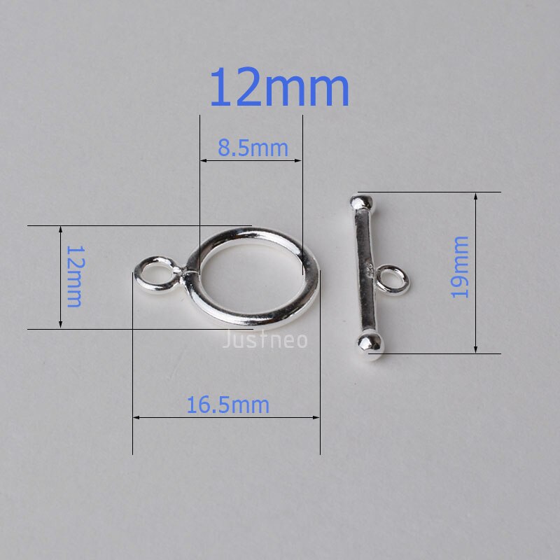 Solid 925 Sterling Silver Circle Toggle Clasp