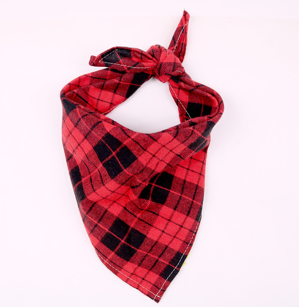 Pañuelos para perros, bufanda grande para mascotas, Bandana para perros, algodón a cuadros, lavable, pajarita, Collar, bufanda Triangular para cachorros y gatos, babero, accesorios para perros: L / Rojo
