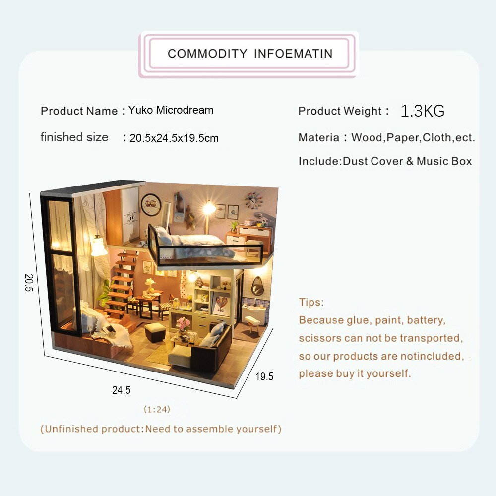DIY Holz Puppe Haus Moderne Stadt Loft Kinder Spielzeug DIY Miniatur Puppe Haus Holz Kit Möbel Lampe Bett Zabawki Dla dzieci