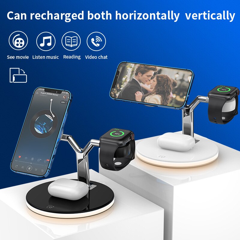 Caricabatterie rapido da 25W supporto per caricabatterie Wireless magnetico 3 in 1 per Iphone 12 11 Pro XS MAX XR X 8 Apple Watch SE 6 5 4 3 AirPods Pro