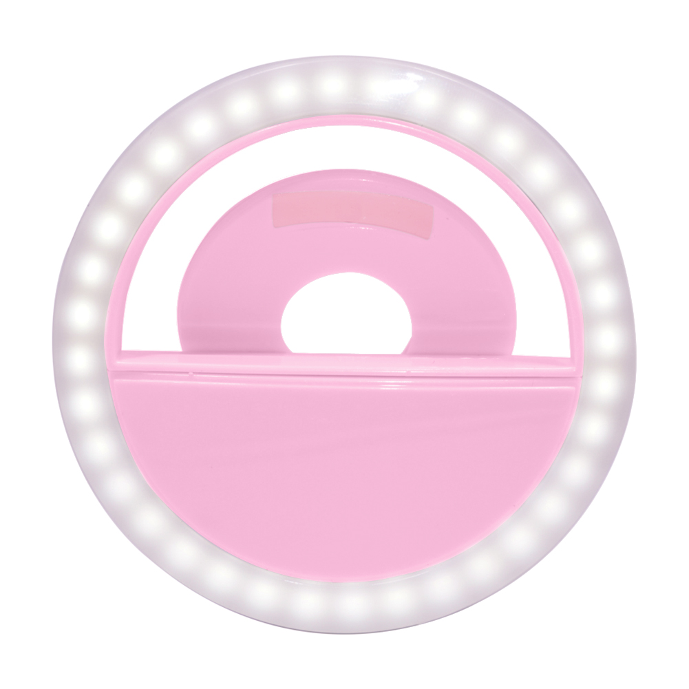 Mobile Phone LED Selfie Ring Light Macro Ring Flash Light for iPhone Xiaomi Smartphone Camera LED photographic Lighting: Pink