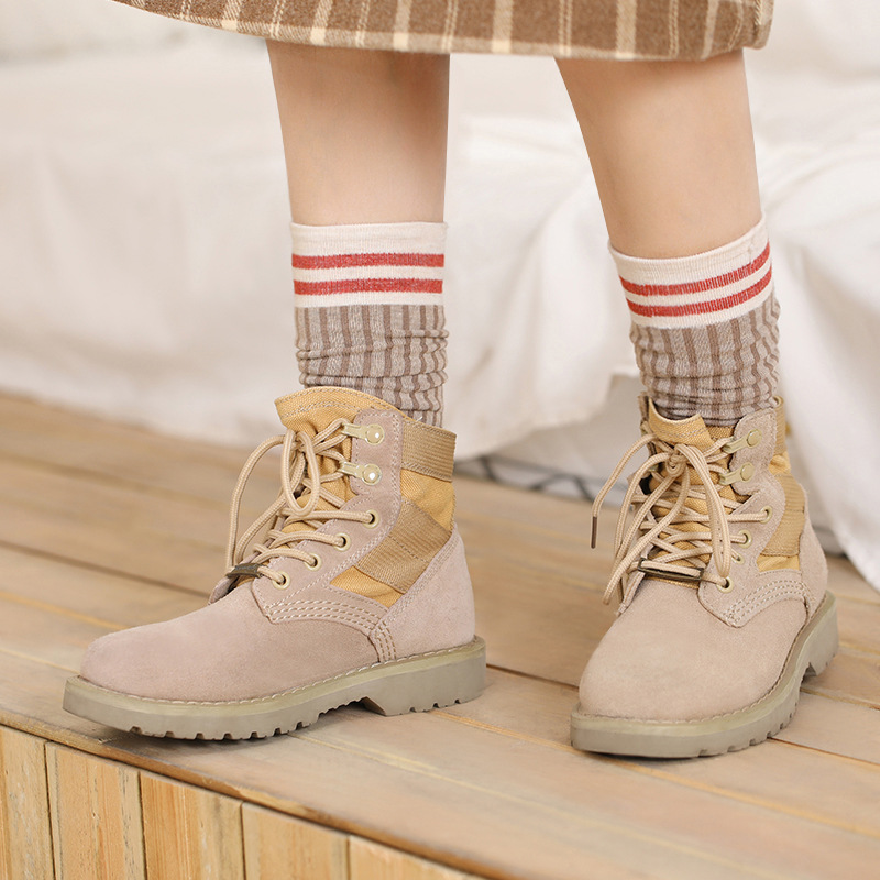 Elifashion koreaanse versie herfst & winter tube sokken retro dames sokken warm & ademend lange tube stapel katoenen sokken 2- voudig te dragen: B