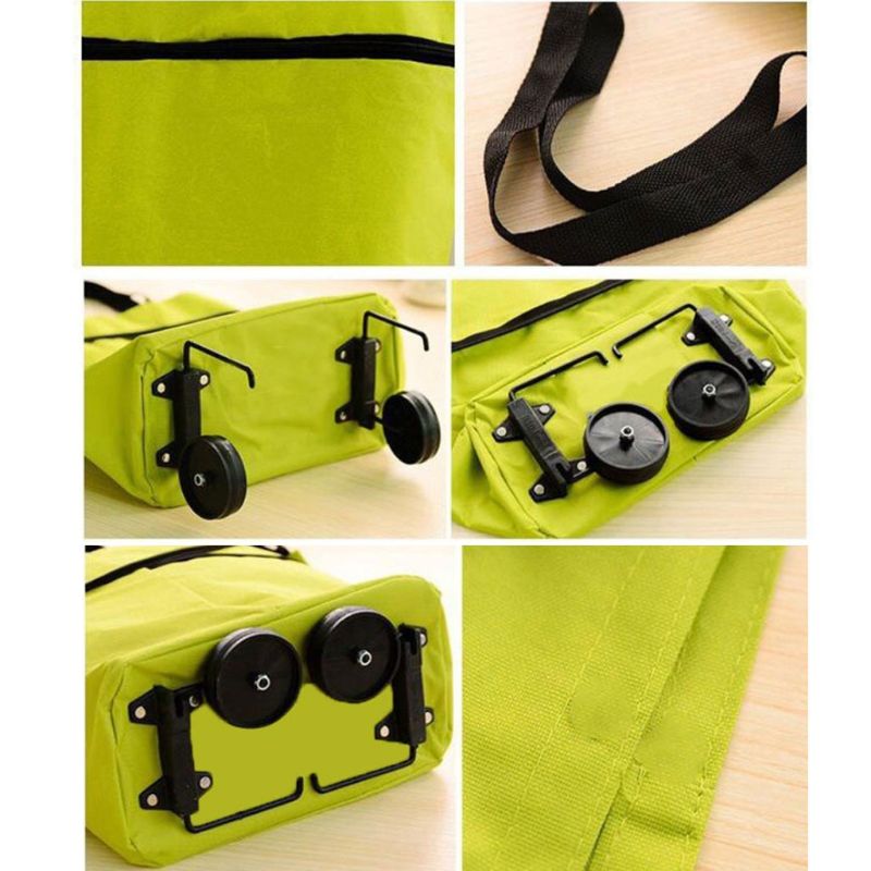 Portable Foldable Shopping Trolley Bag Cart Waterproof Oxford Tote Basket Reusable Grocery Bags Rolling Wheels Shopping
