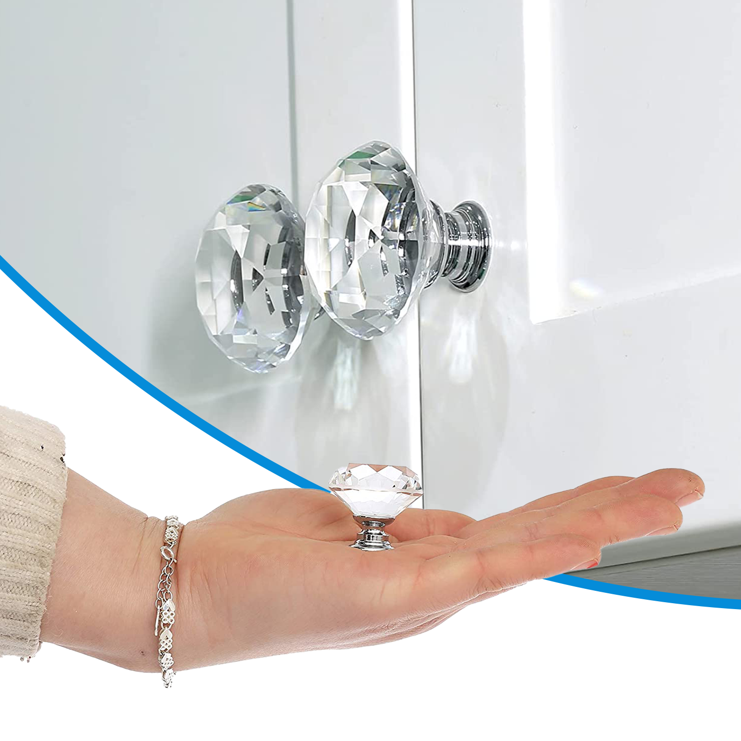 Pomelli in cristallo a forma di diamante, 20 pezzi/impostato, 30 mm, maniglie per cassetti, armadi da cucina, ante dell'armadio