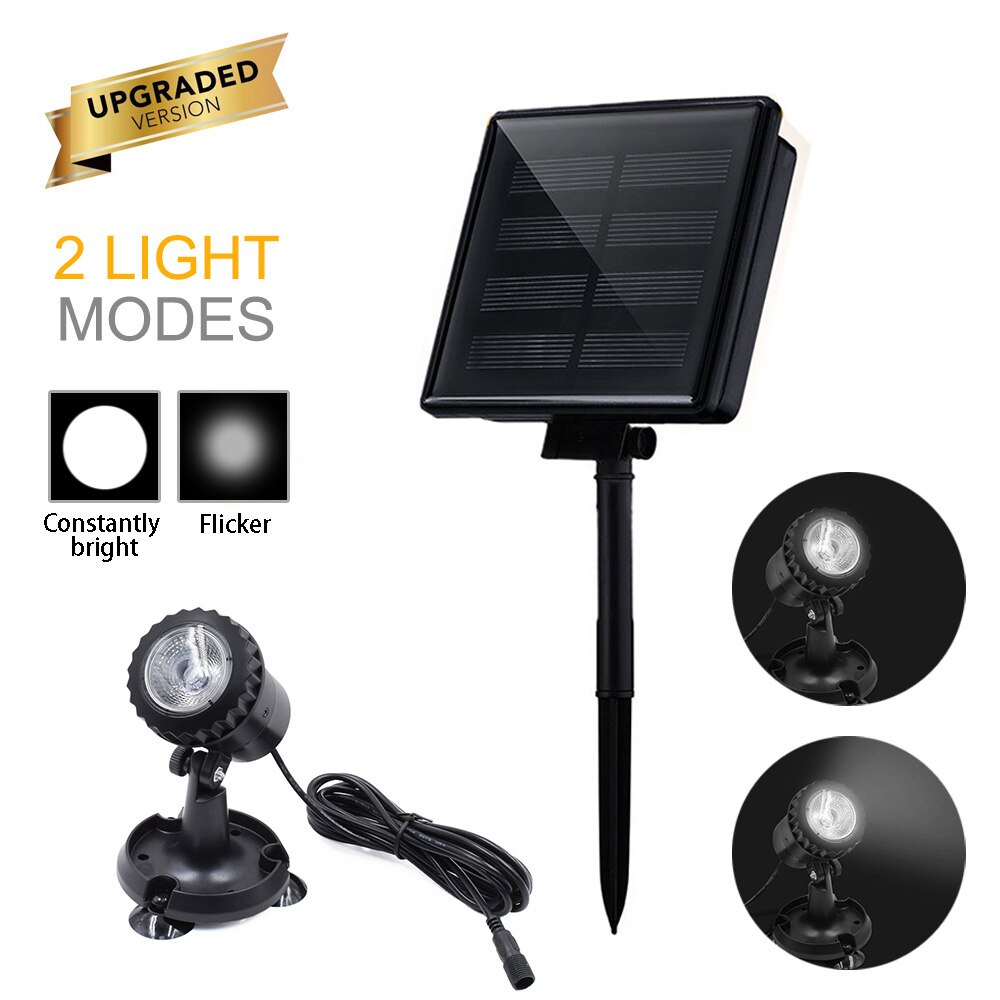 Solar Powered 1/2/3 Lamps Landscape Spotlight Projection Light For Garden Pool Pond Outdoor Lighting Underwater Lights: 1 Spotlight / cool white