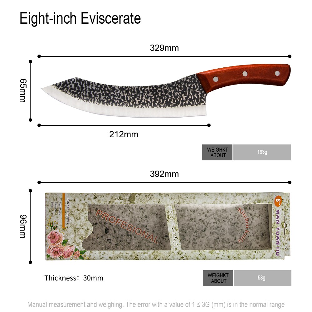XYj Chef Knife 8/6 inch Ultra Sharp Slicing Knife Premium High Carbon Stainless Steel with Wooden Handle Cleaver: 8 inch black