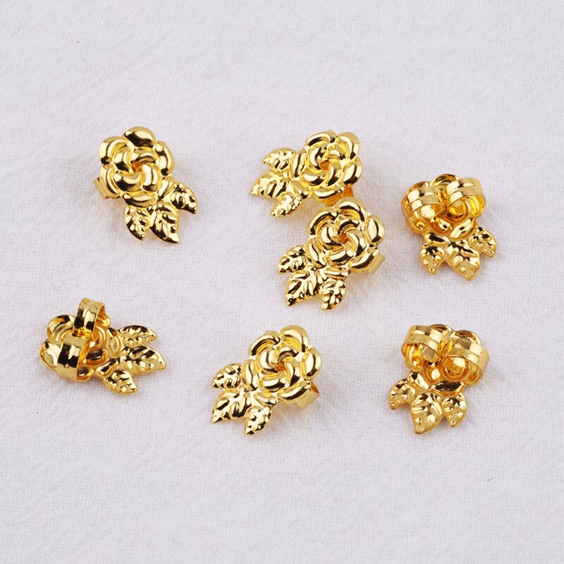 4 sztuk style mody hipoalergiczne kolczyki urządzenie kreatywne nausznice stadniny wysięgnik klamry europejski amerykański biżuteria z powrotem: Leaf Flower gold