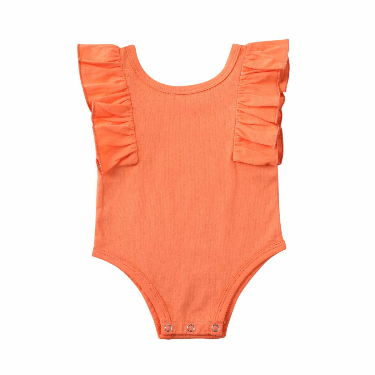 Baby Sommer Kleidung Neugeborenen Baby Junge Mädchen unisex Baumwolle Gesamt Karosserie Rüschen Feste Kleidung einstellen ärmellos Sunsuit: Orange / 6m
