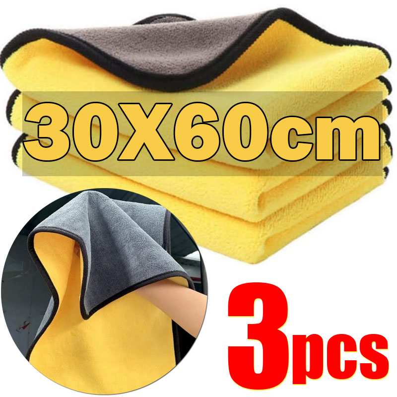 3 Stuks Microfiber Car Cleaning Handdoeken Wasstraat Drogen Doek Zomen Microfiber Handdoek Zorg Washandje Auto Detaillering Accessoires