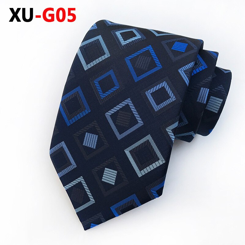 Men's Classic BLUE GEOMETRIC Tie Square Pattern Intersperse for Man Business Party Wedding Necktie: XU-G05