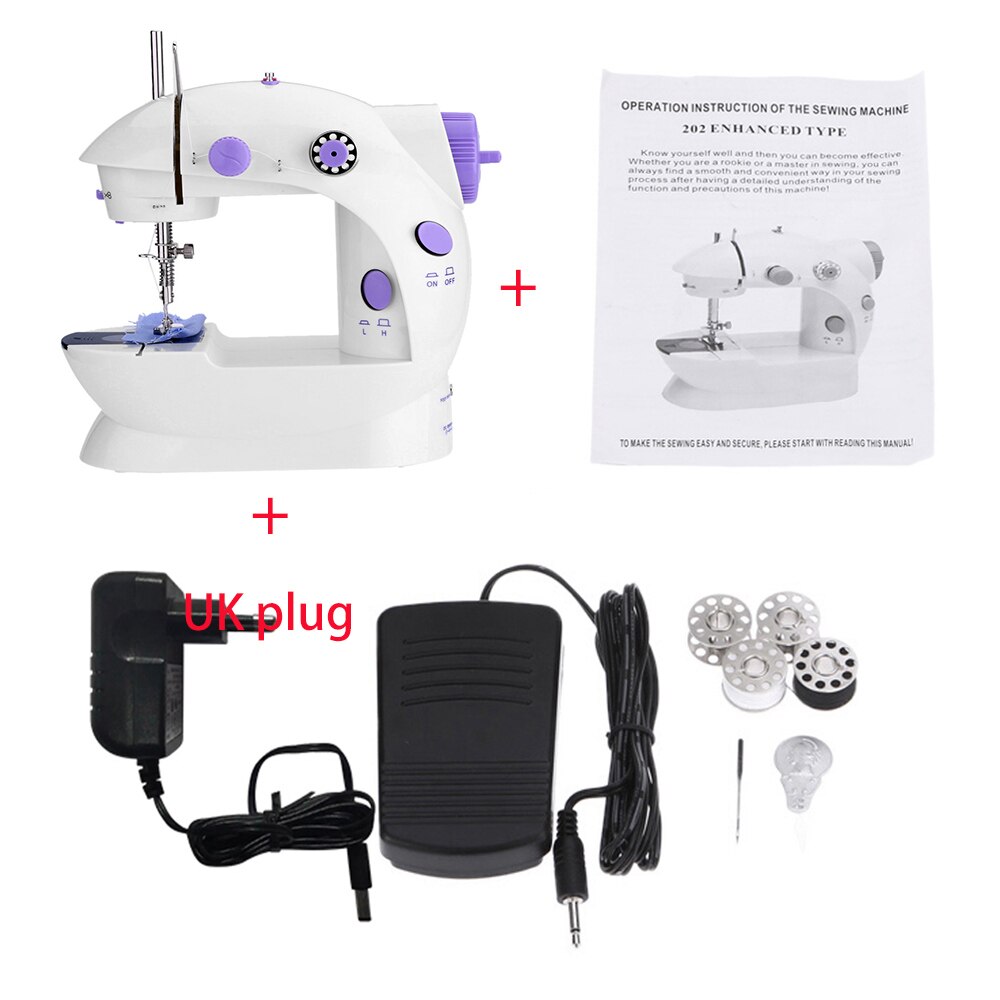 Mini Sewing Machine Portable Handheld Stitch Sew Needlework Cordless Clothes Fabrics Hand Electric Sewing Machines Accessories: UK Plug