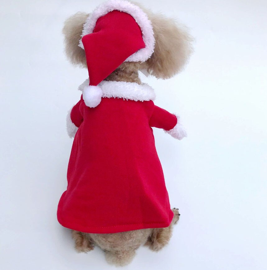 Haustier Hund Weihnachten Kleidung Santa Claus Hund Kostüm Winter Welpen Haustier Katze Mantel Jacke Hund Anzug mit Kappe Warme Kleidung für Hunde Katzen