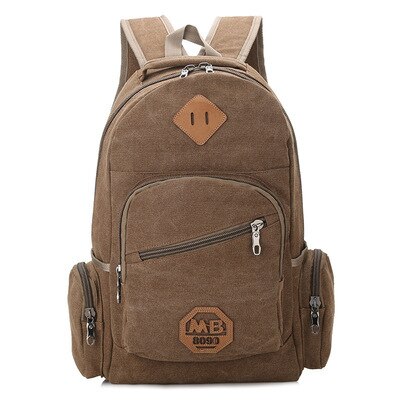 Mochila escolar masculina de lona, bolsa escolar de ombro com grande capacidade para viagem, estilo vintage 2020: Brown