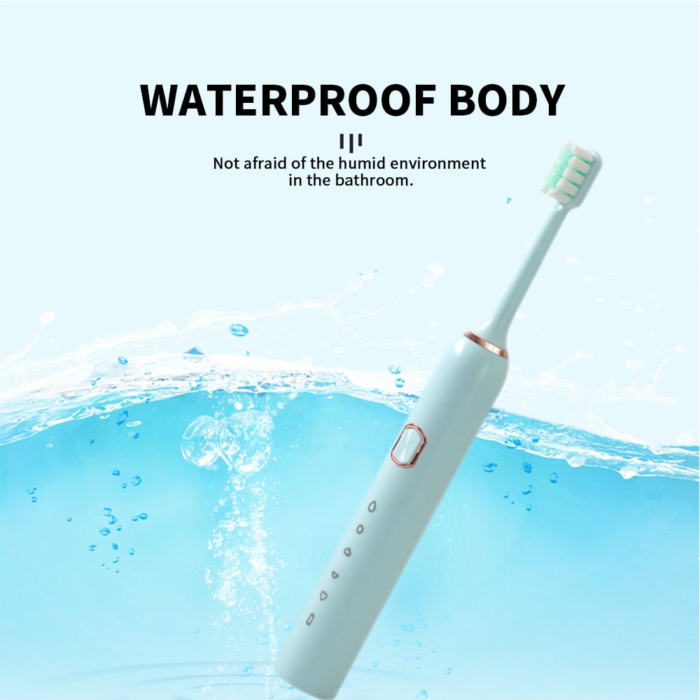 Intelligent Automatic Electric Toothbrush Adult 5 Modes Tooth Brush USB Charging Waterproof Tooth Whitening tooth Heads Set