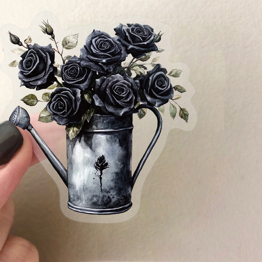 10/30/50 PIÈCES La Rose Noire Autocollants Transparent Autocollant BRICOLAGE Jouet Scrapbook Bagages Ordinateur Portable Guitare Vélo Planche À Roulettes Graffiti Autocollants