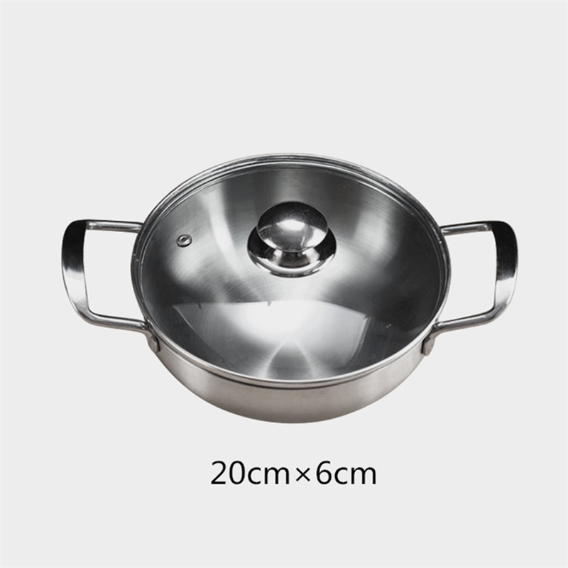 18cm/20cm/22cm rustfrit stål hotpot flad bund kogepande til krebs skaldyr køkken køkkenpot til induktionskomfur: 20cm med låg