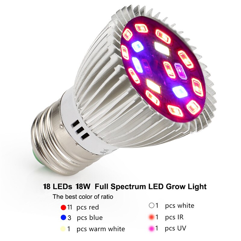 Led kweeklamp hydrocultuur groeilamp  e27 led kweeklampen  gu10 full spectrum 85-220v uv ir lamp plant  e14 bloem zaailing fitolamp