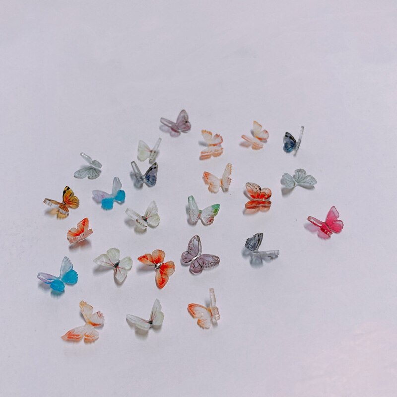 Mix Kleuren 10 Pcs 5Mm ~ 9Mm 3D Nail Art Hars Vlinder Decoratie Vivid Butterfly Diy Nail Art Accessoires nail Art Ornament