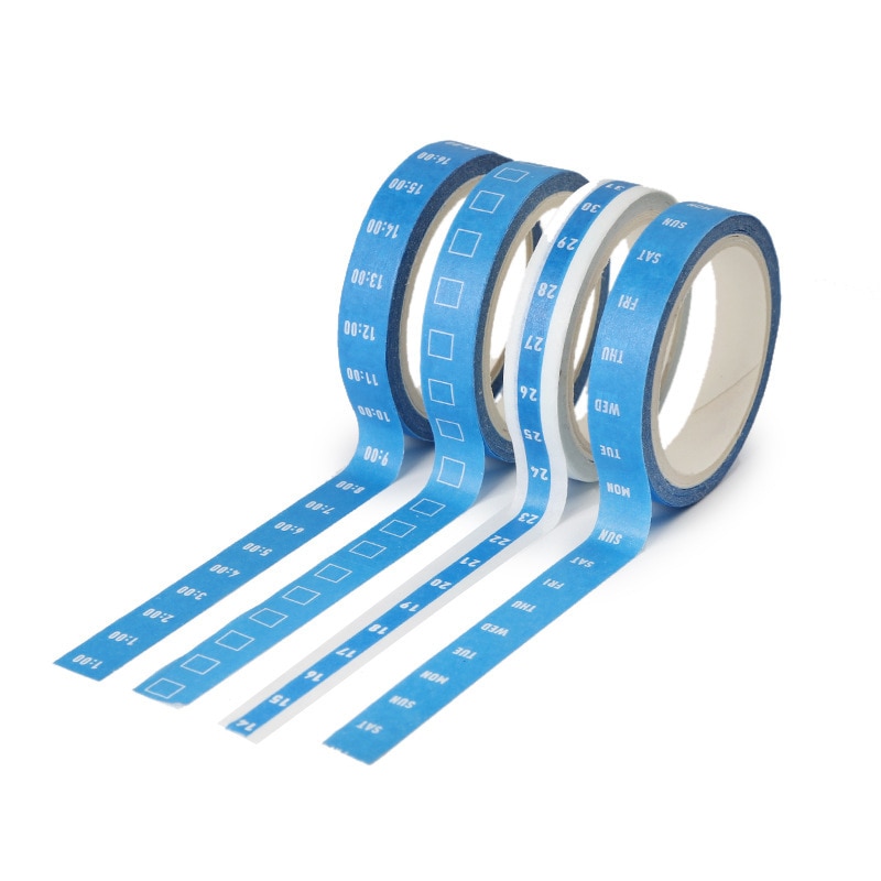 4 stk mini timeplan papir washi tape uke dato klokkeslett sjekkliste 8mm selvklebende maskeringstape planlegger agenda klistremerker kontor  a6943