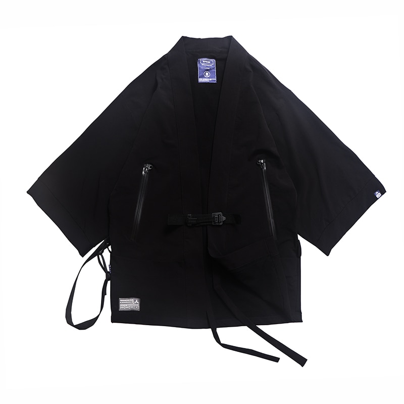 Kimono-takki kaksinkertainen etutasku techwear noragi whrs ninjawear tummat vaatteet japanilainen tyyli futuristinen esteettinen