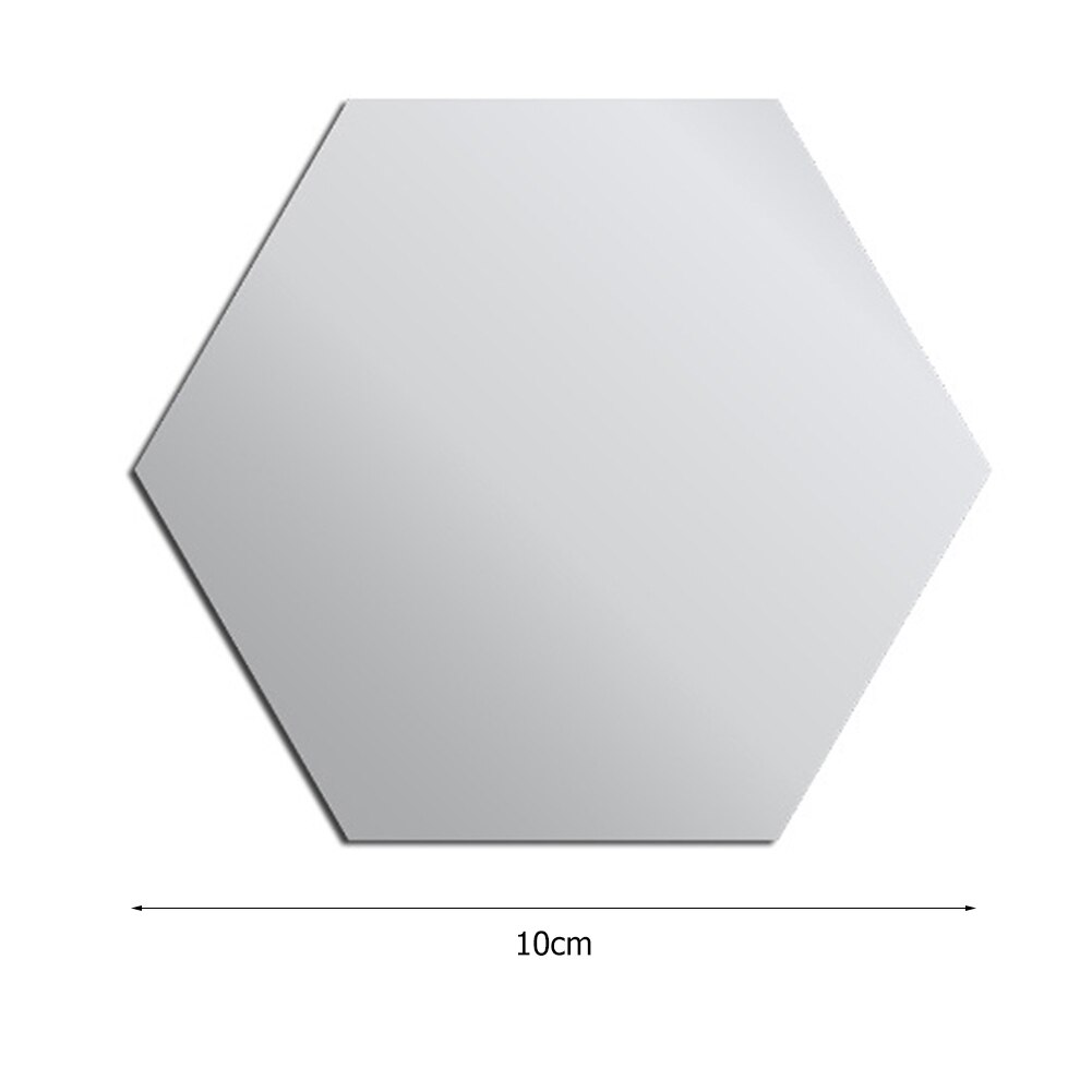 Hexagon Shape DIY Art Mural Home Decoration Wall Ornament Home Decor Hexagon Acrylic Mirror Decal Art: Silver