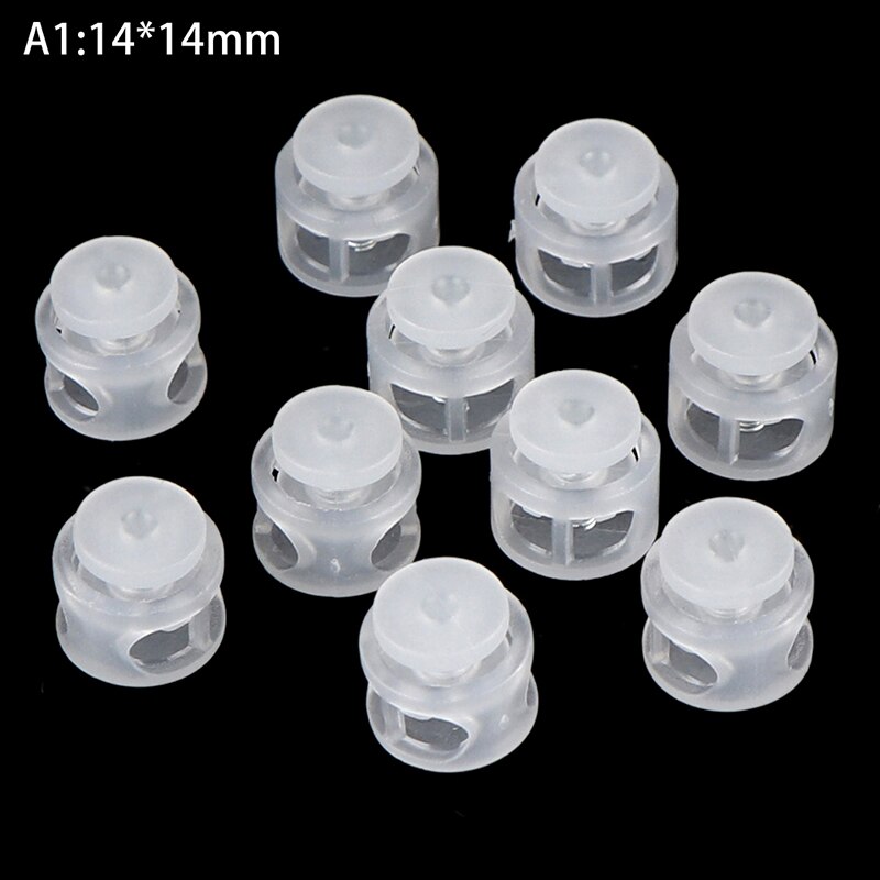 Plastic Cord Locks Stopper Cord Ends Toggles Clip Buckle Transparent Clear Frost Shoelace Sportswear DIY Bag Accessories 10pcs: A1