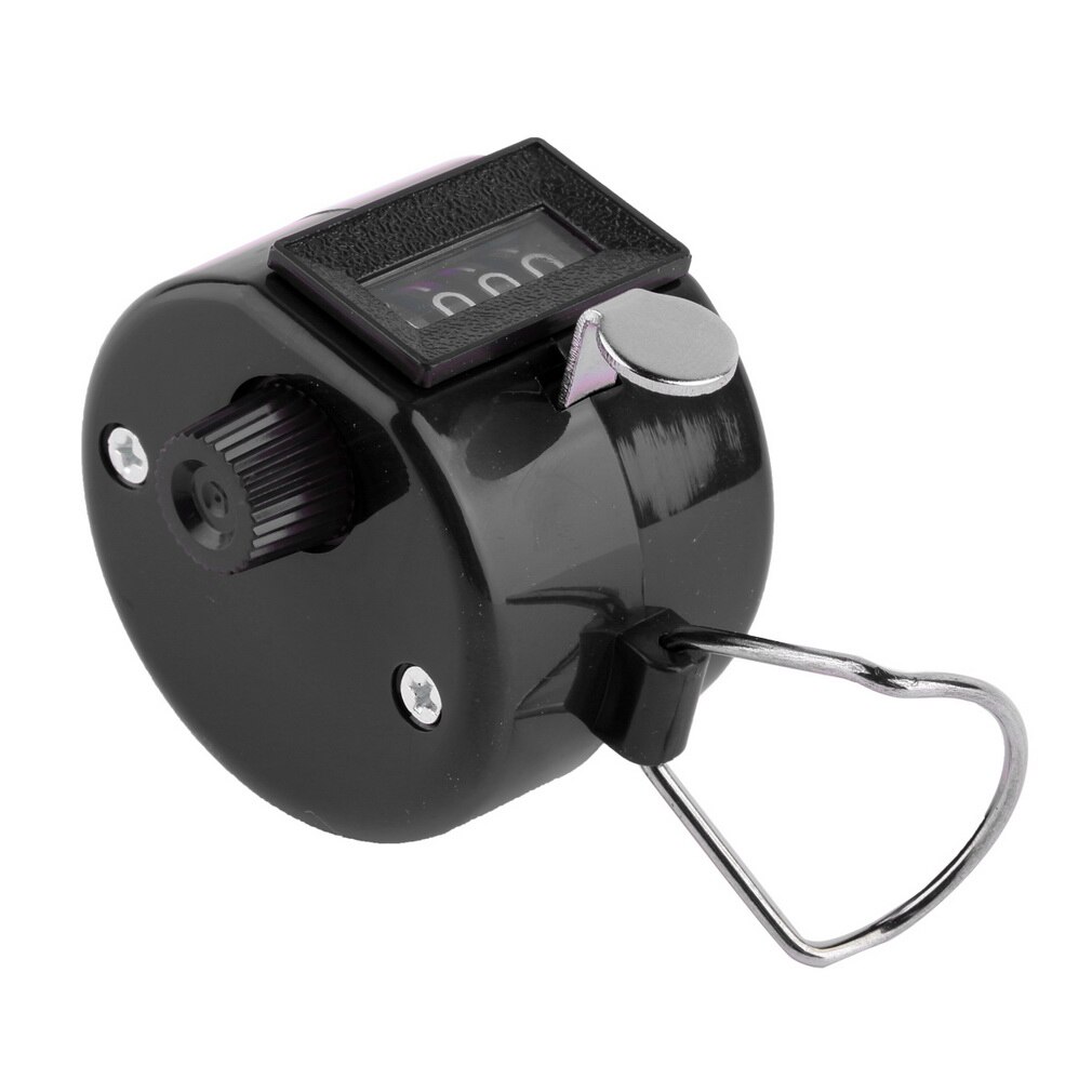 4 Digit Portable Convenient Plastic + Metal Hand Held Tally Counter Manual Palm Clicker Number Counting Golf: Black