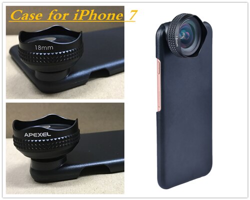 Apexel Optic Pro Lens-Kit de lente de cámara para teléfono móvil, lente de gran angular de 100 grados, alta claridad, para iPhone X, 8, más, smartphones, 18MM: case for iphone 7
