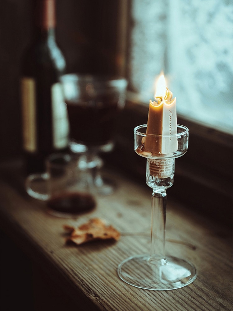 Vintage glas fransk stil ljusstake kristallglas ljushållare enkel bröllop romantisk middag med levande ljus heminredning