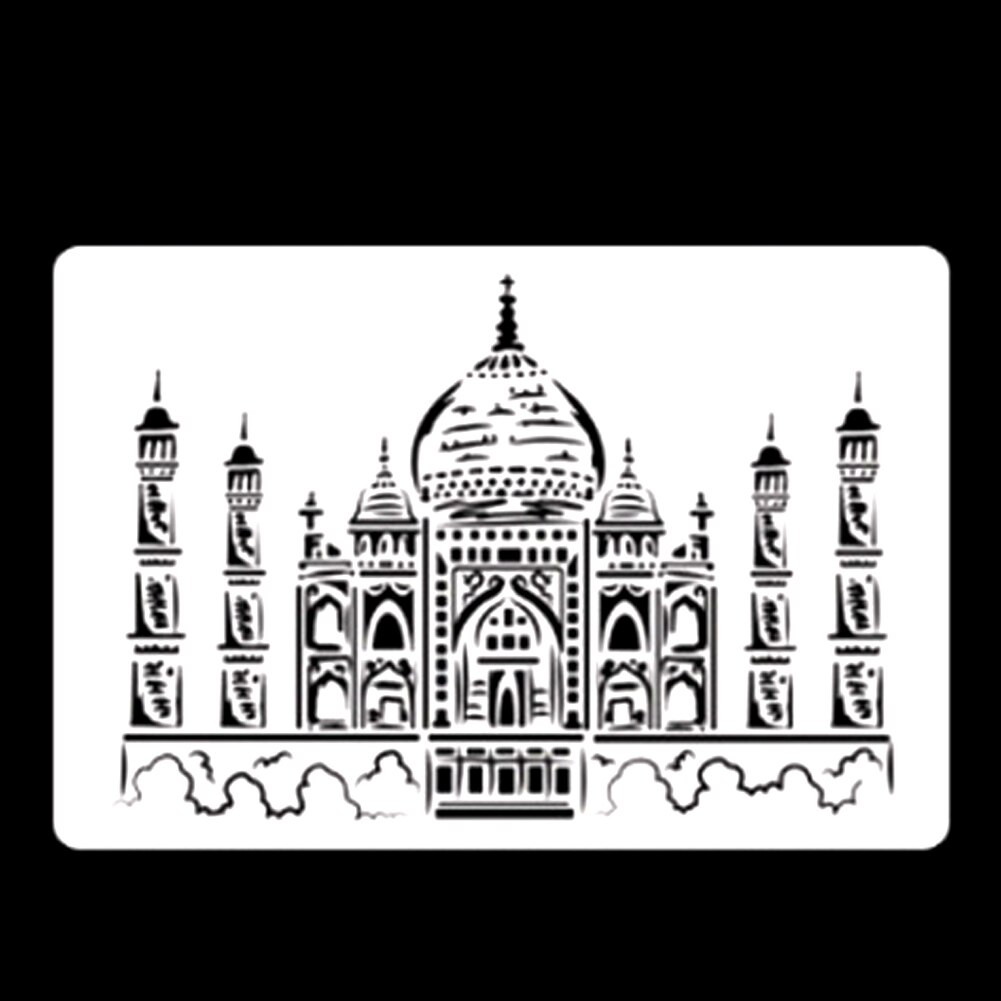 Hollow Flower Template DIY Architecture Series Painting Template Openwork City A4 Lace Ruler Template Student Supplies: Taj Mahal