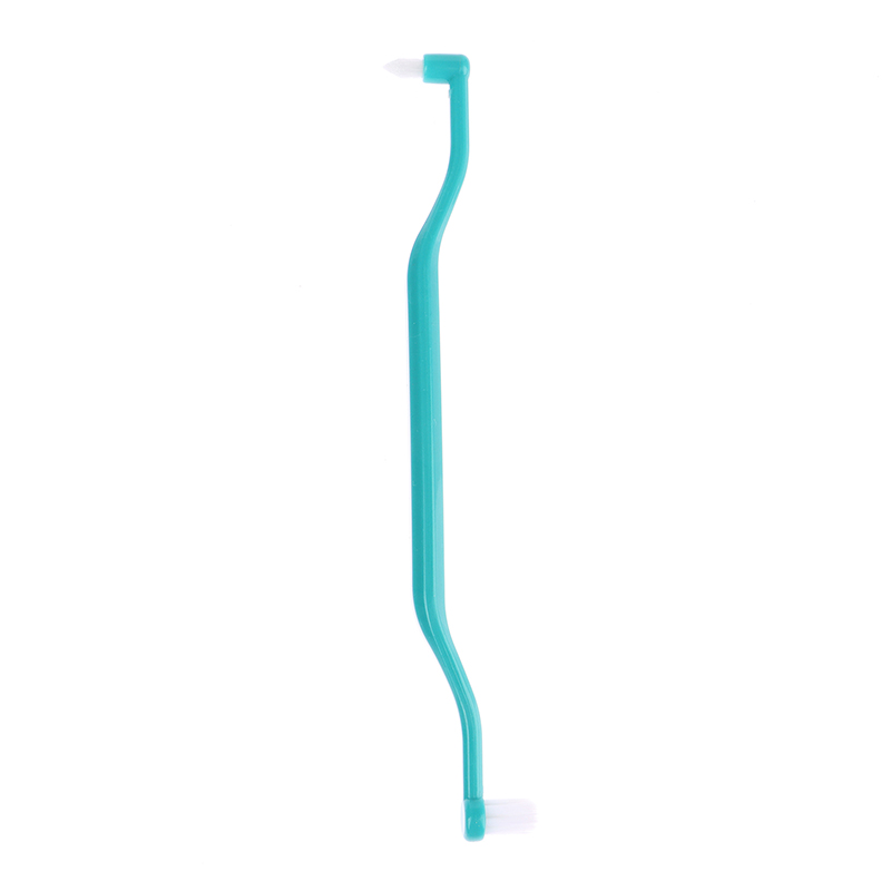 Cepillo Interdental de ortodoncia, cepillo de dientes suave de doble haz, herramienta de cuidado bucal, implante de cabello suave de cabeza pequeña para adultos: Plata