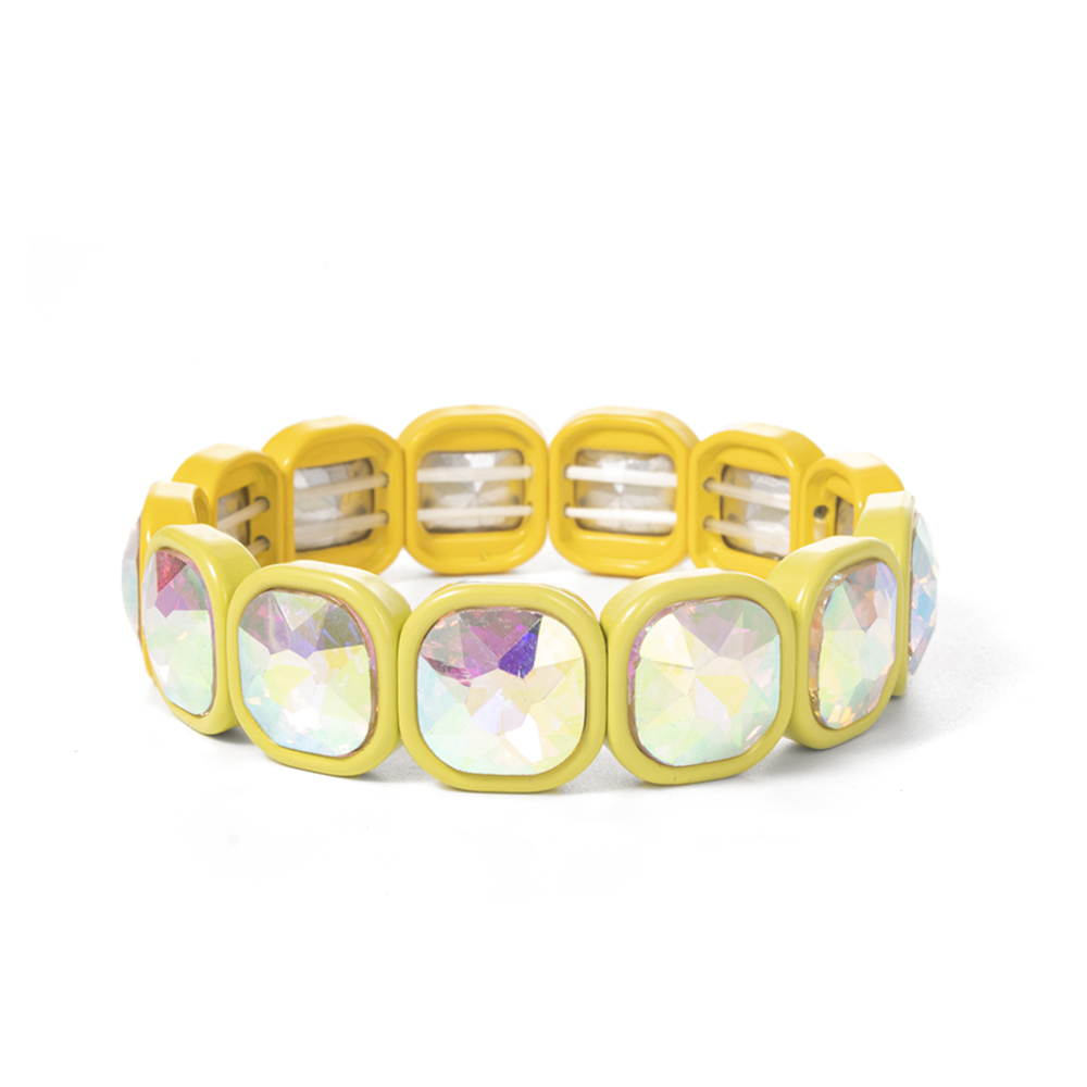Pulseras de cuentas de cristal de invierno para mujer, pulseras elásticas de cuentas coloridas, joyería brillante bohemia hecha a mano, 2024: Color dorado