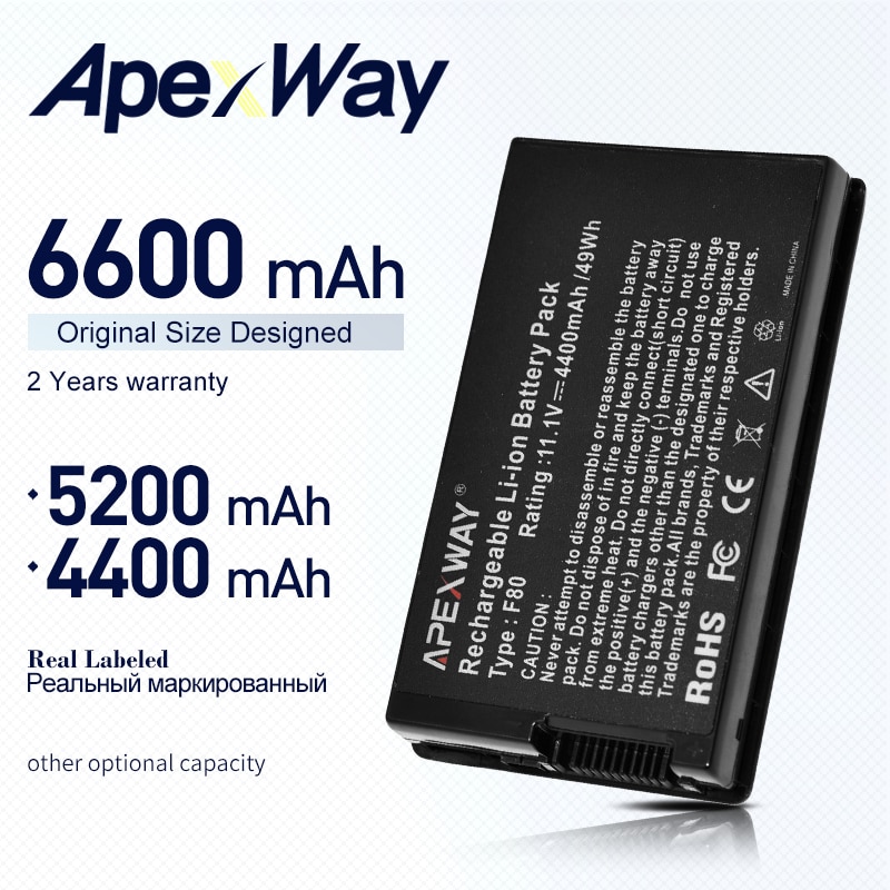 Apexway Laptop Battery for ASUS F8 F80 F80H F80A F80S F80Q F80L F80M F81 F81SE X82SE F83 F50S X61 X61W X61S X61GX X61SL X61Z